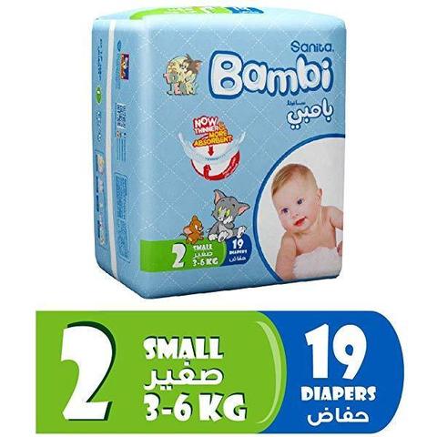 Sanita Bambi Size 2 Small 3-6Kg Diapers 19 Pieces